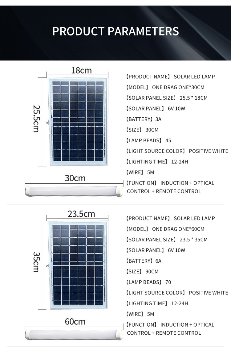 Lightning Protection 120cm Solar Panel Tube Light Fluorescent 10A Panel