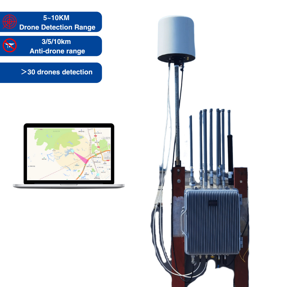 Anti Drone Fixed FPV Drone Jammer Detection UAV Detector Finding Jamming System 5.8 GHz