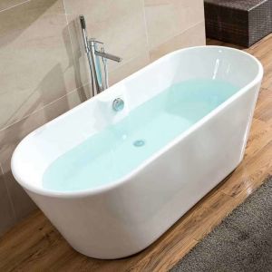 Ellipse Shape Freestanding Acrylic Bathtub Customized ISO9001 Certification