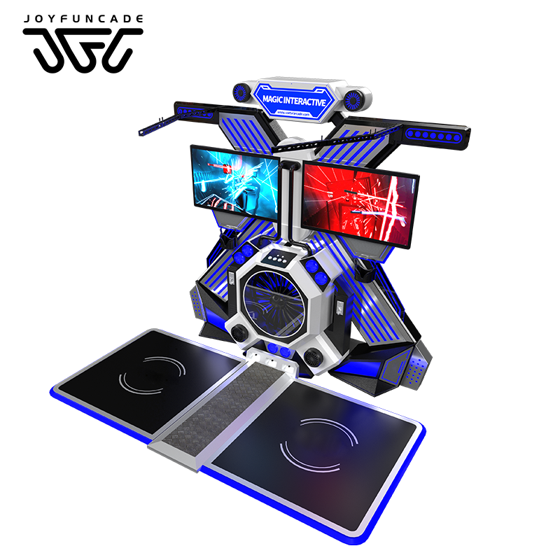  Dual-screen synchronized two-player VR standing Platform arena equipped with turbine lighting and wireless overhead bracket Manufactures