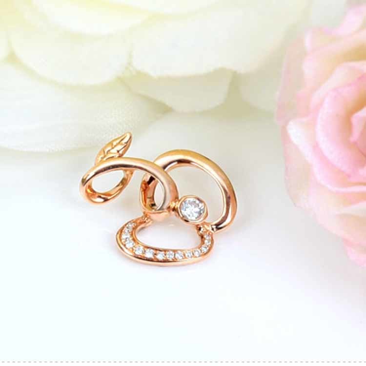 Rose Gold Diamonds Apple Shape Pendant (GDN016)