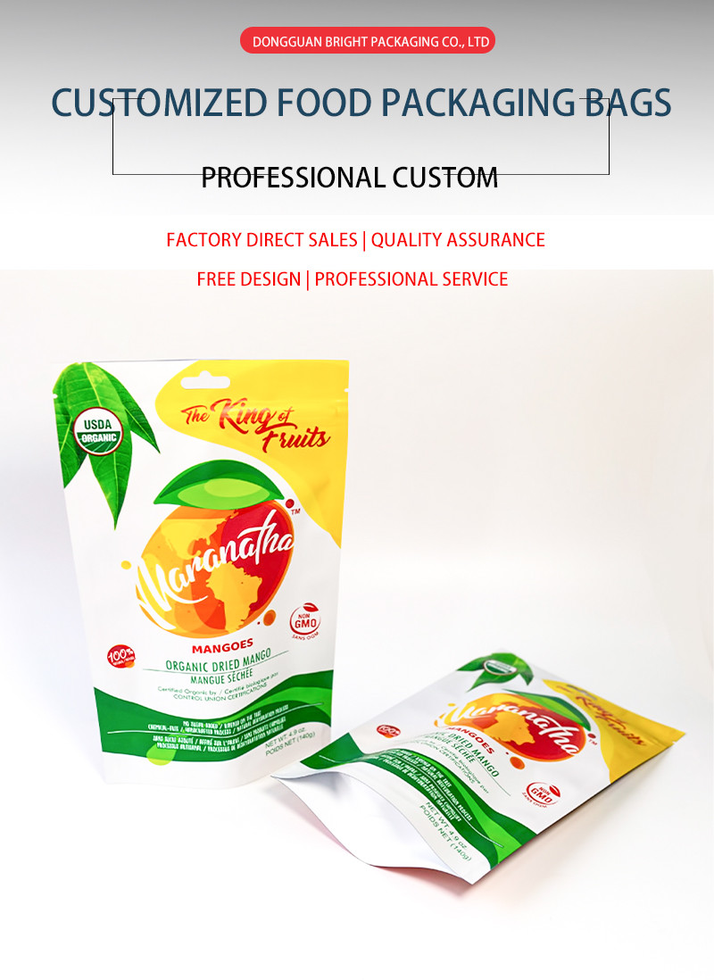 Food Packaging Bag Manufacturer Customized Pet Aluminized Zipper Bag High Quality Dried Mango Snack Packaging