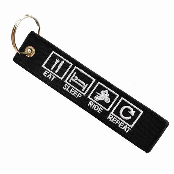 Rider's Gift Keychain - EAT SLEEP RIDE REPEAT Embroidery / Fade-Proof Threads &
