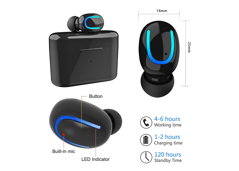 Handsfree Calling Mono Bluetooth Headphone V4.2 Wireless 4 Hours Working Time