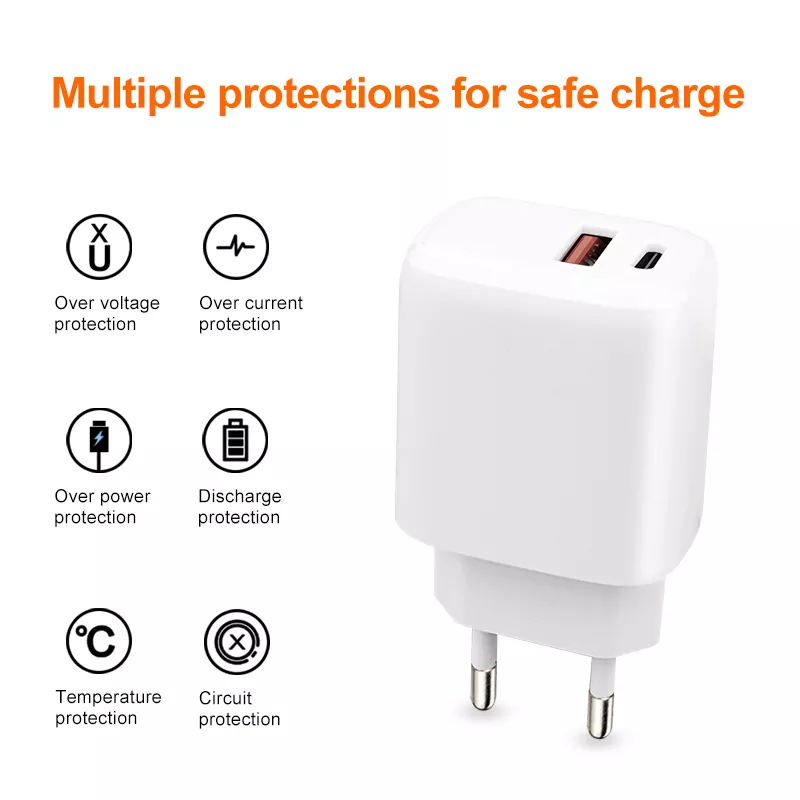 EU Plug 30W A C Charger PD Adapter for Fast Charging Laptops/Projectors