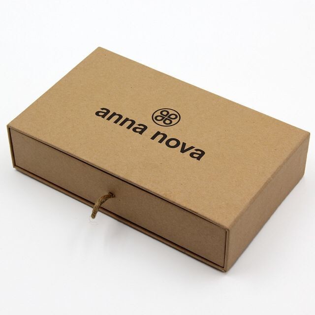 Brown Kraft Rigid Cardboard Small Gift Drawer Slide Paper Boxes Custom Logo Packaging