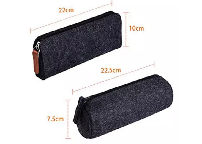 Dark Gray Felt Pencil Pouch Bag Round Shape Pencil Bags For Teens