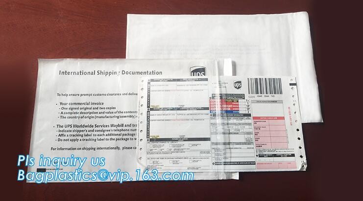 PP film 178*140mm invoice enclosed packing list envelopes, DHL Shipping pockets for waybill, A4 size plastic packing lis