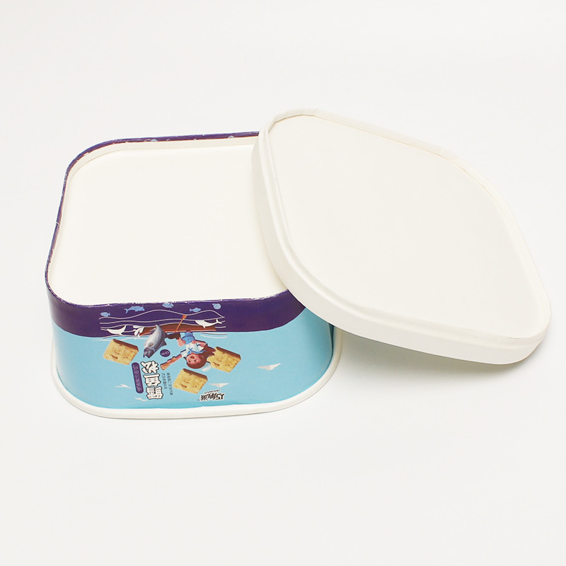 Eco Friendly Takeaway Paper Bowl , 1100ml Square Salad Paper Food Container With Lid