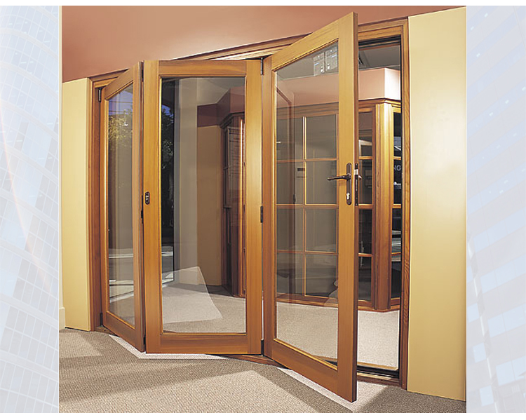 KDSBuilding Solid Teak Double Glass Horizontal Folding Garage Paint Colors Wood Doors