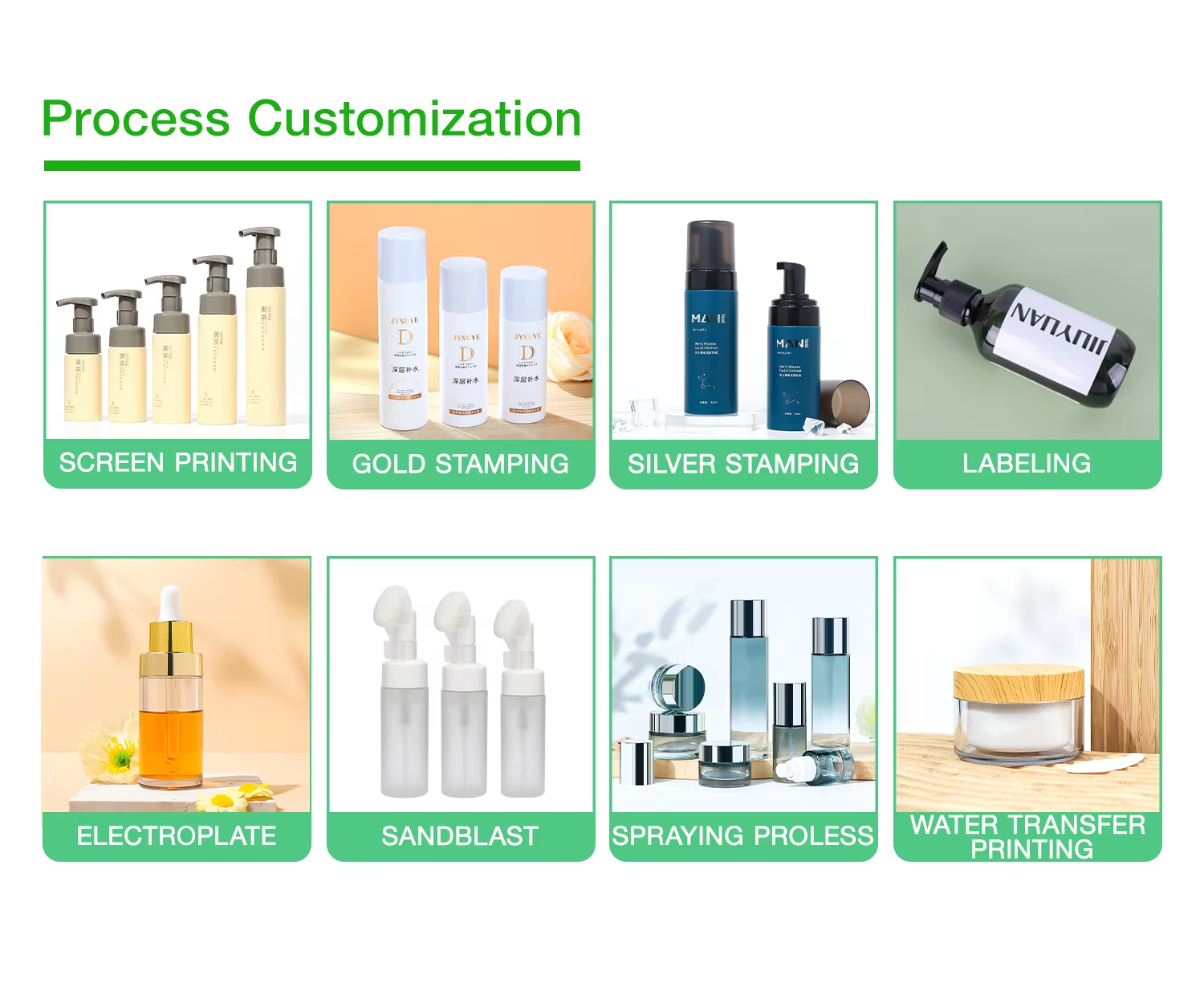 Plastic foam pump bottle with bionic flower foam pump head for dense foam and liquid-saving efficiency in 100ml to 300ml sizes