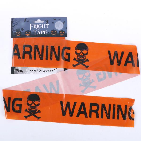 Quality Decoration 0.1mm Thick Halloween Fright Tape Orange Warning 30ft Plastic for sale