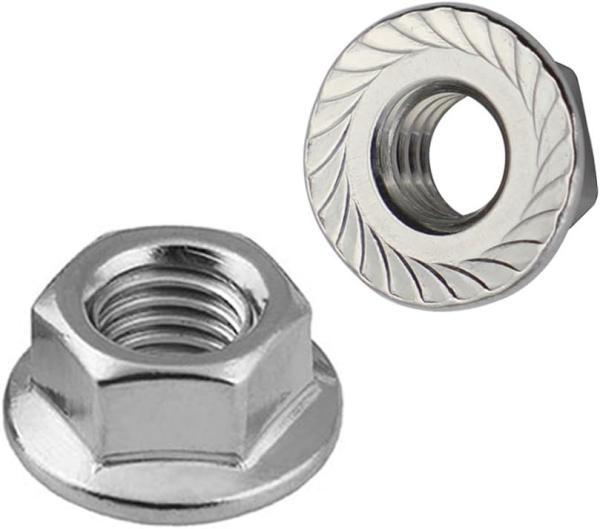 Hex Serrated Flange Nut M10 Stainless Steel Weld Hexagonal Flange Nuts Bright