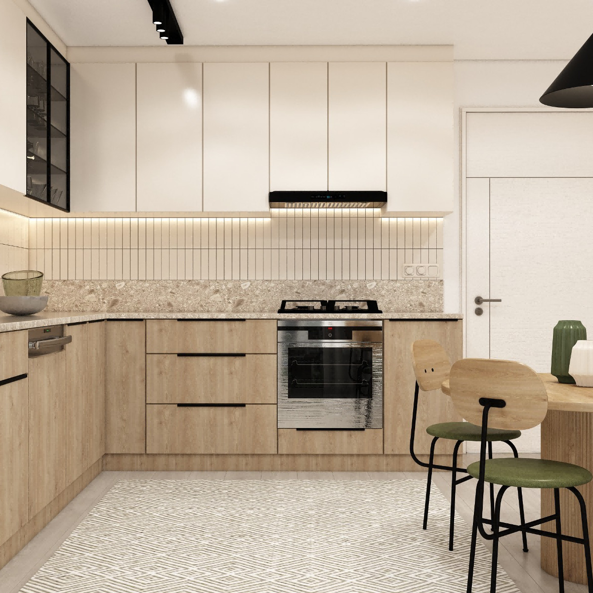 Customized Modern Luxury Modular Kitchen Cabinet Lacquer Wood Grain Kitchen Cabinet