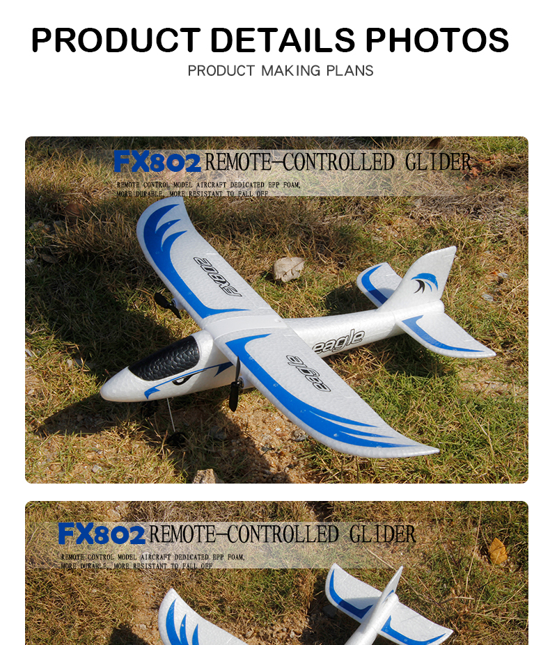 Foam Throwing Plane Airplane Toys Fx802 RC Eagle Glider Aircraft with Automatic Balance and Anti-collision Function