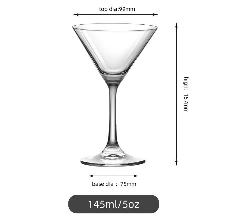 Hand Blown Clear Cocktail Glass Crystal 10 Oz For Martini Drinking