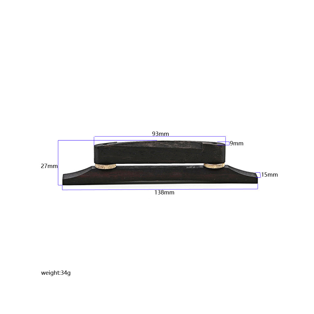 Rectangular Adjustable Acoustic Guitar Bridge With Metal Nut Saddle Blank