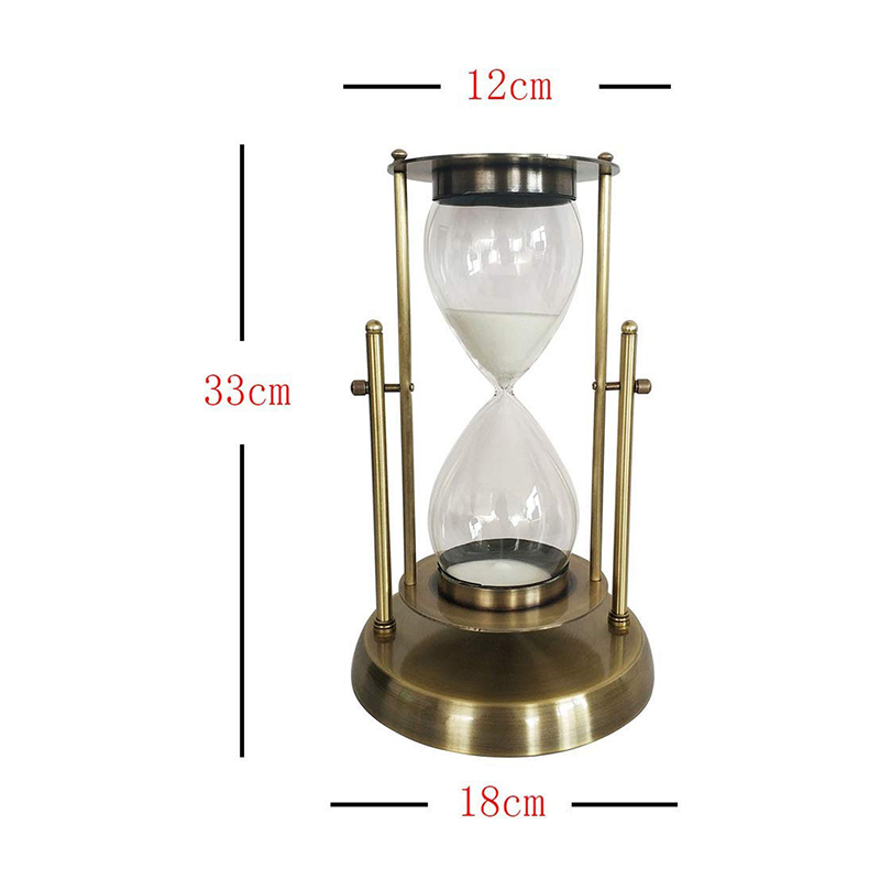 30 Minute 60 Minute Large Antique Brass Hourglass , Rotating Sand Timer Hourglass