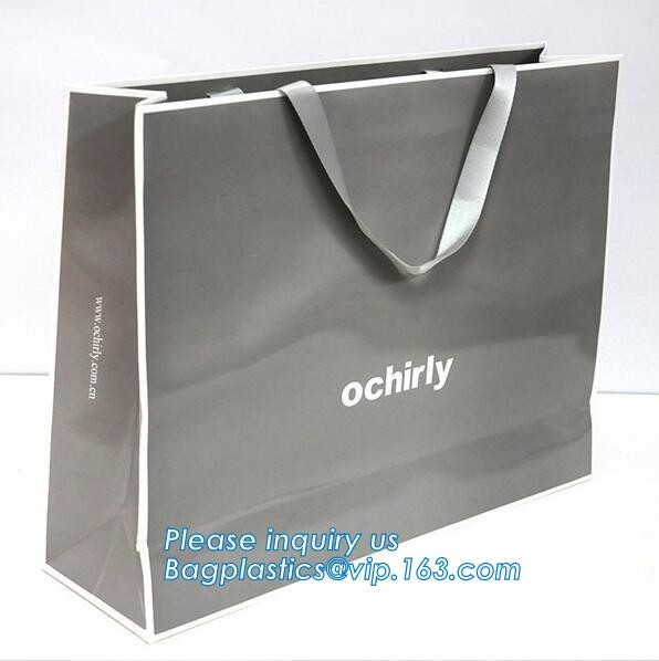 Luxury paper bags with handles Different Sizes,250gsm art paper shopping carrier bag custom printing with handle rope