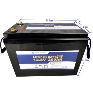 BMS Controlled Safety 12V 200AH LiFePO4 Battery with Real Time Bluetooth