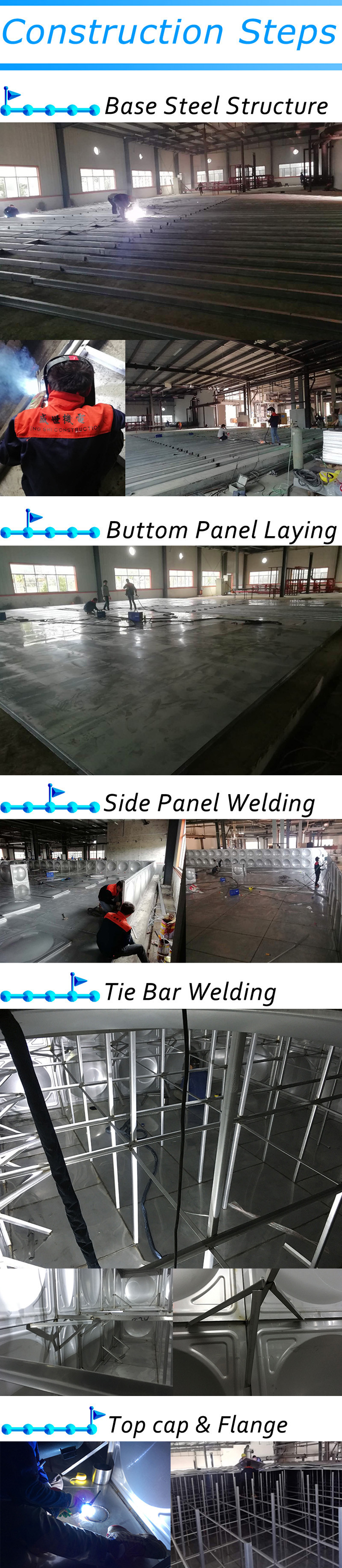 SUS304 / 316 Cubic Water Tank Weather Resistant Weld Assembly Method Precise Size