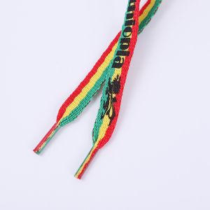Soft Printed Polyester Shoelace Custom Design Color Flat Cord With Plastic Tips