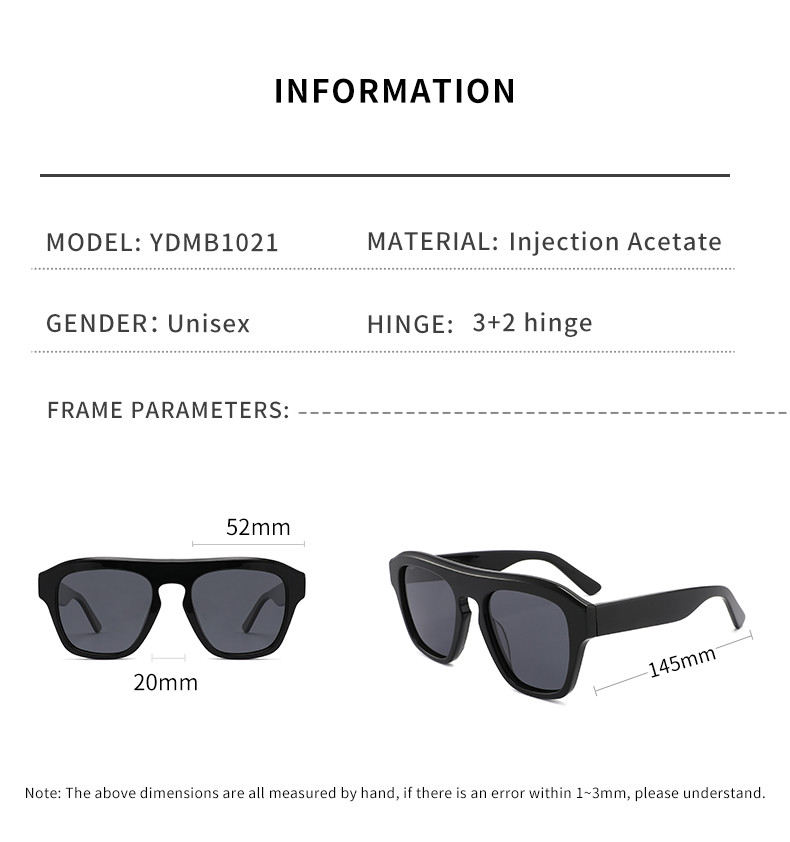 Unisex Thick Oversized Polarized Acetate Sunglasses Acetate Eyewear Frames