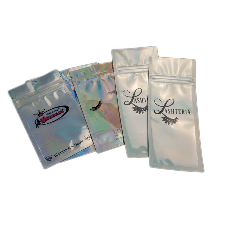 Clear Holographic Zip Lock CMYK Color Cosmetic Packaging Bag