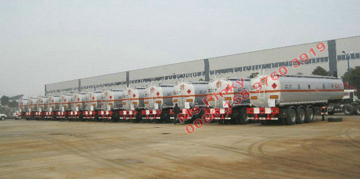 Aluminum Carbon Steel 3 Axles Tanker Semi Trailer For Lift Vegetable Oil 45cbm