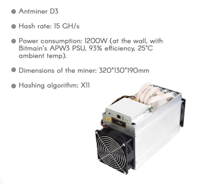 BITMAIN Antminer D3 19.3 Gh Asic DASH Miner Crypto Currency Mining Machines