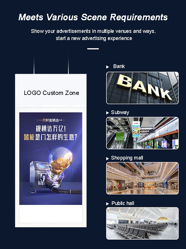 3000 Nit High Brightness Monitors Hanging Advertising Digital Signage Facing Window Lcd Screen Display