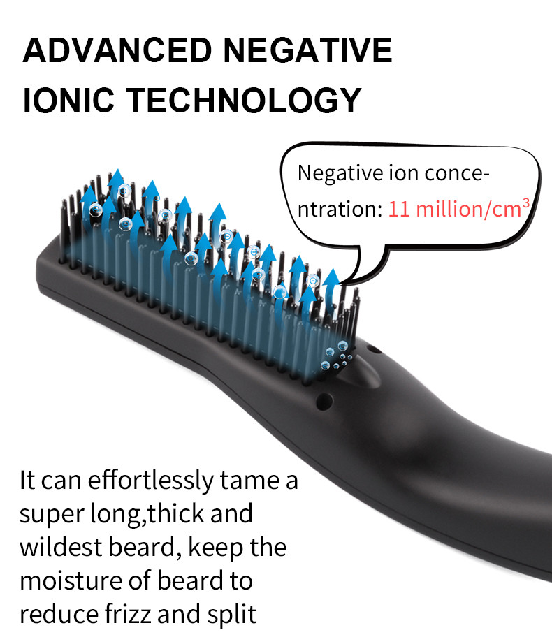 PTC Heating Tourmaline Ceramic Beard Straightener Brush