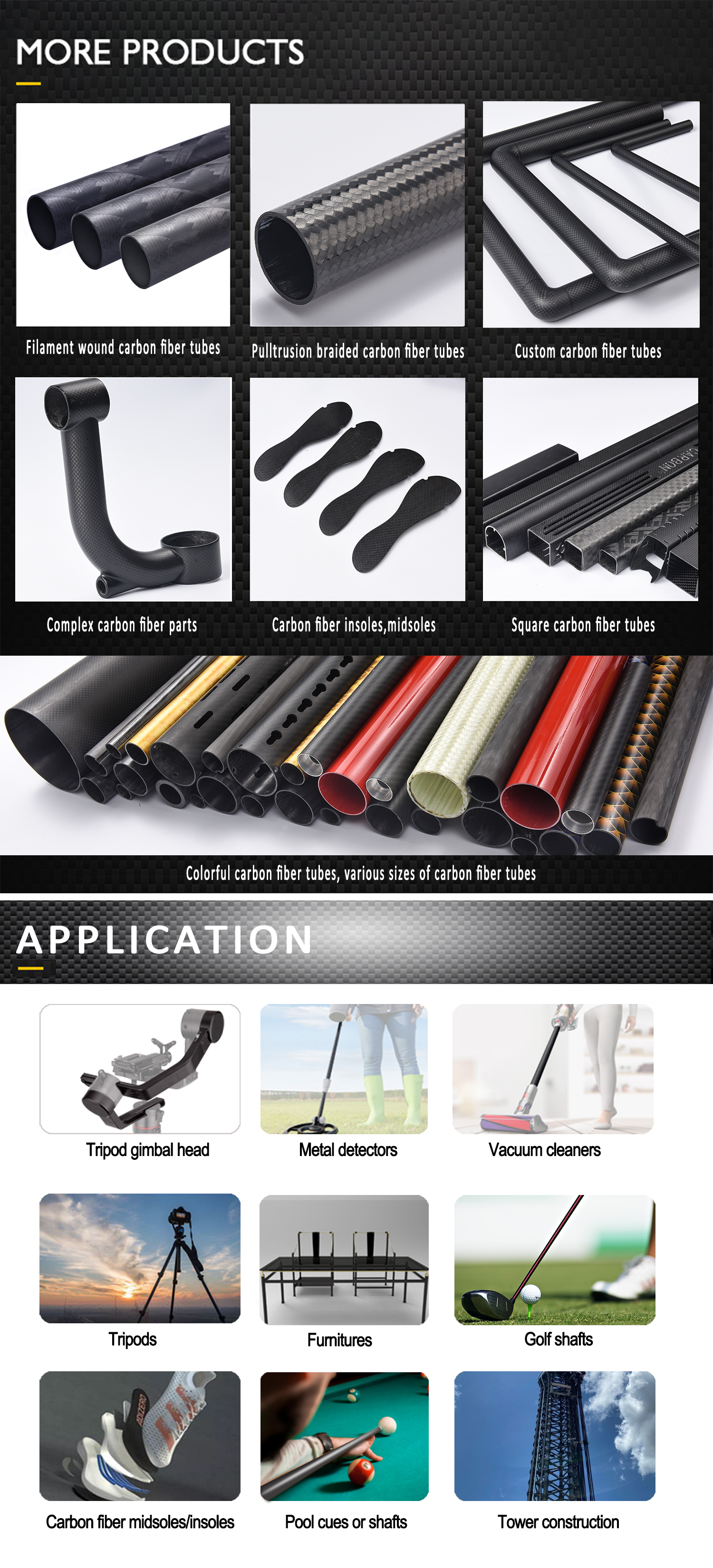 Carbon Fiber Tube For Pullwinding Process Custom Requested Length