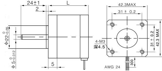 6-lead NEMA 17 Stepper Motor J42HB60-01 80oz-in 60mm 1.2A