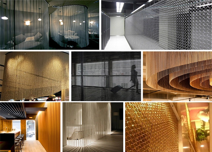 Decorative Architectural 12mm Anodized Metal Chain Link Curtain 1mX2m