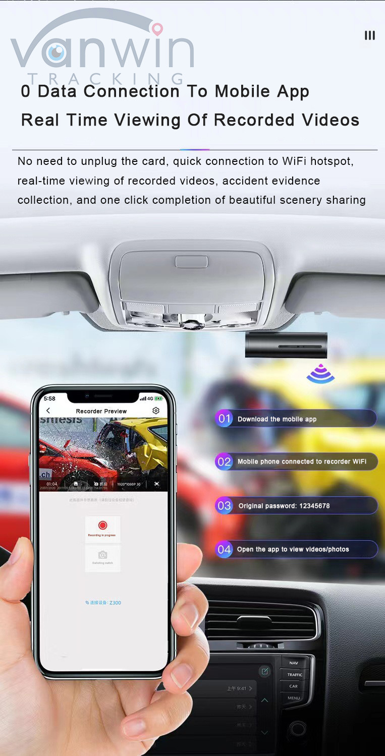 High Definition Night Vision 4K 1080P Driving Recorder Wireless WiFi Connection
