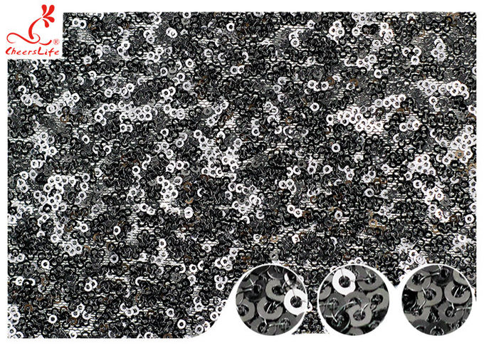 Shiny Embroidered Black Sequin Mesh Fabric For Party Evening Dress R&D Available