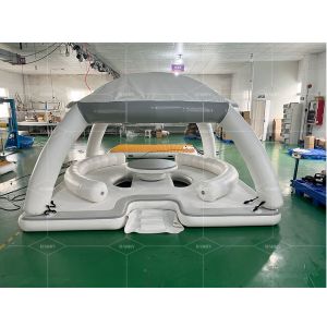  Customized Portable Water Floating Leisure Aqua Banas Platform Dock With Tent Inflatable Lounger Manufactures