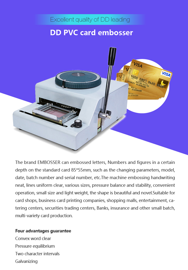 PVC Card Embosser Stamping Machine for Business Cards 68/72 Daisy Wheel SDK Included