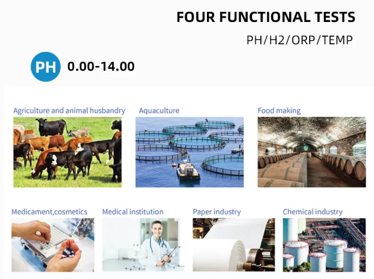 Digital 4-in-1 Pen PH/H2/ORP/Temperature Water Tester for Hospitals and Laboratories