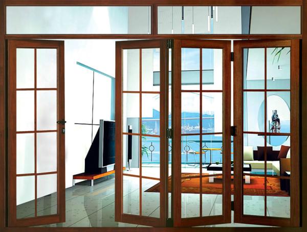 UPVC PVC Foldable Sliding Glass Doors 3 Panel Bi Fold Doors Electrophoresis