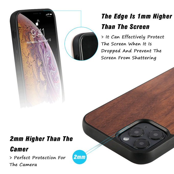 Engraved Microfiber Wooden Phone Case Scratch Resistant Customized
