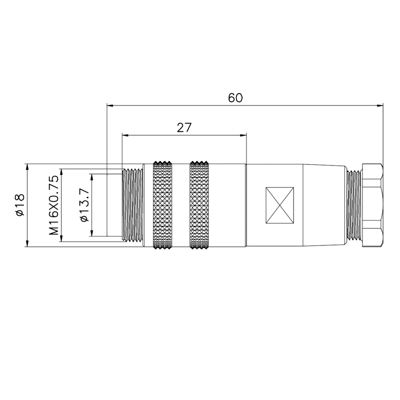 TPU GF 7A PA66 M16 Circular Connector REACH 60V Metal Solder Male