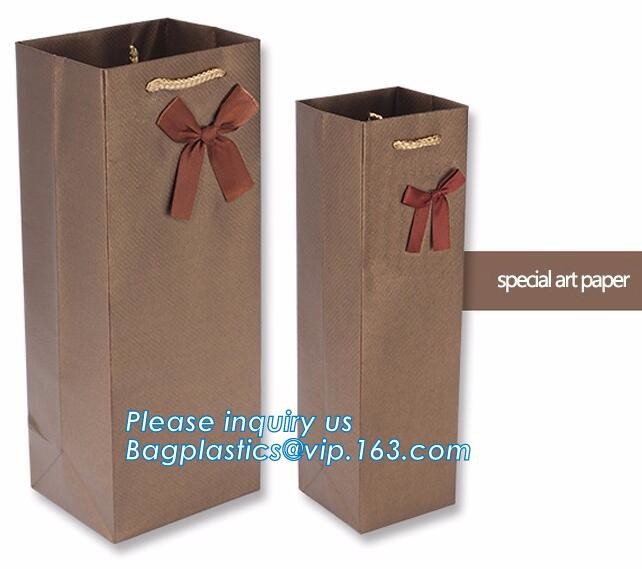 Flower carrier bag with different color customized pot plants kraft paper bag with handle,stamping logo fancy paper flow