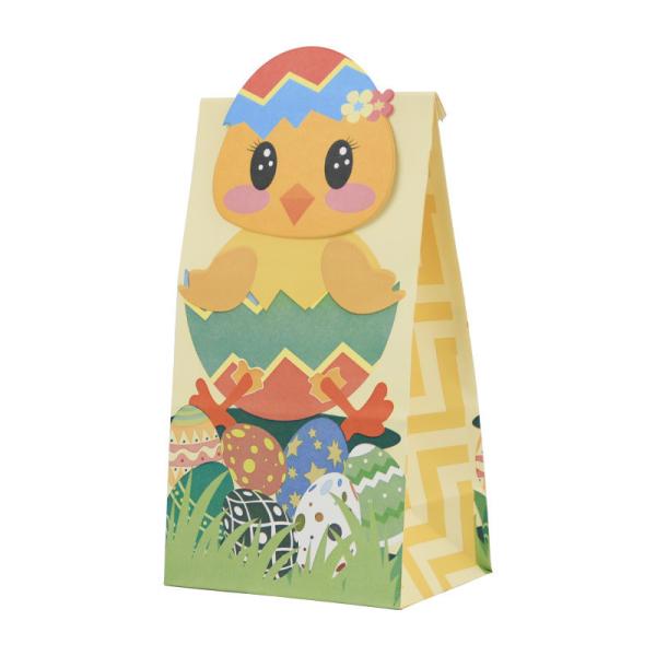 Fold-over Flap Food Packaging Paper Bag，Easter Day Food Takeaway Paper