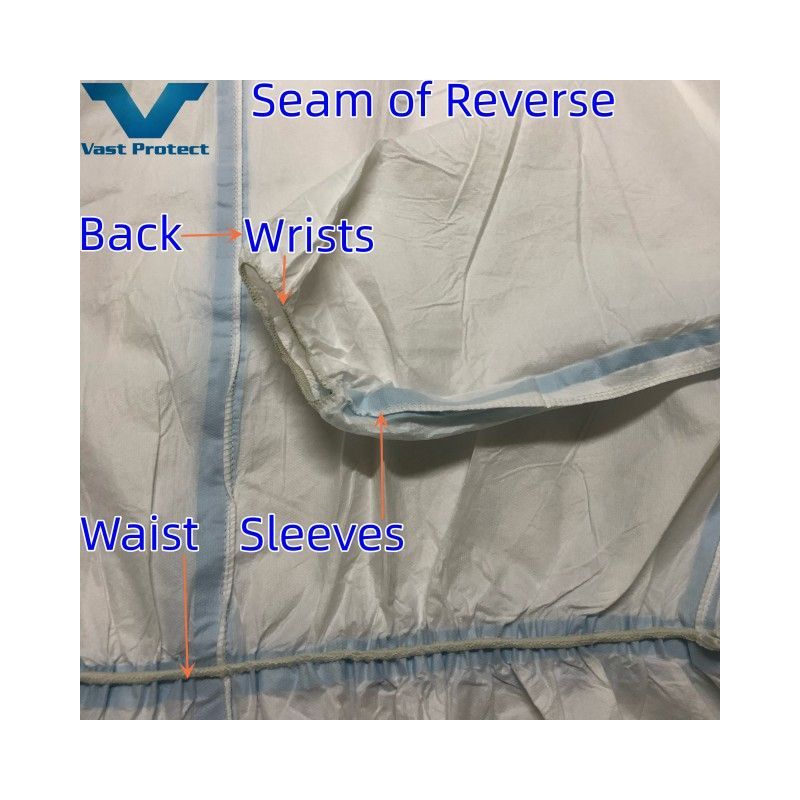 White Breathable Anti-Static Disposable Microporous Coverall with Sealed Seam
