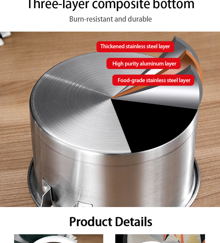 Multi-function Kitchen Cookware Silver Cooking Pot Set Stainless Steel Cookware Sets With Thick Stainless Steel Handle