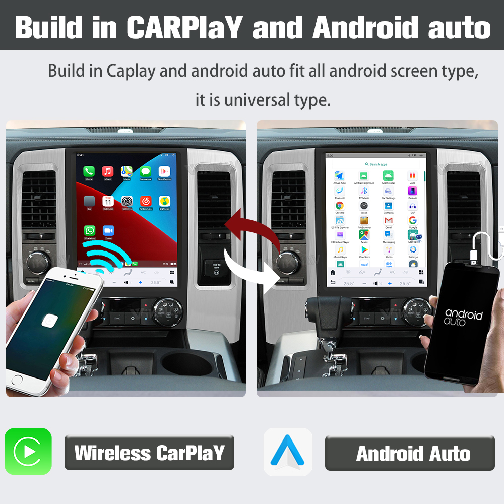 12.1 inch Head Unit For 2008-2011 Dodge Ram GPS Navigation Multimedia player Touch Screen Support Wireless Carplay
