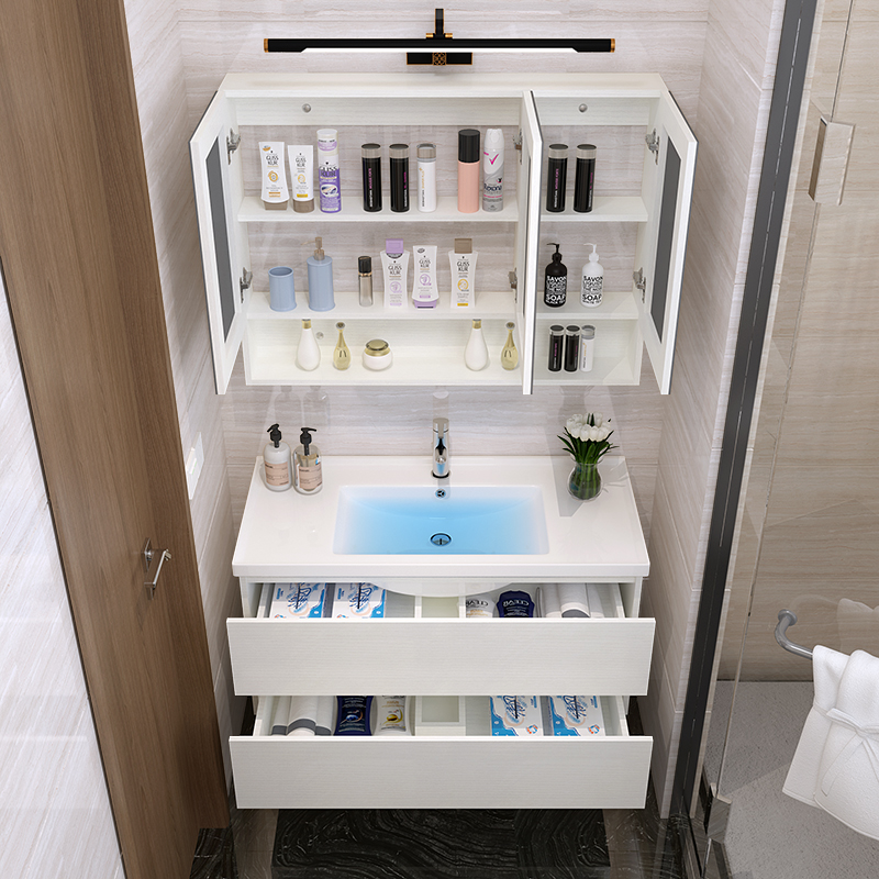Mirrored Cabinets Euro Style MR-MDF Particleboard Material Custom Hotel Bathroom Vanity