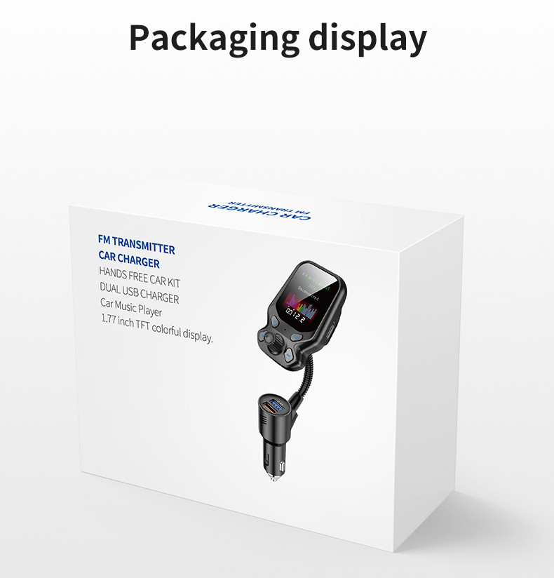 1.77inch Screen Bluetooth Car Kit FM Transmitter Wireless Radio Adapter 93g